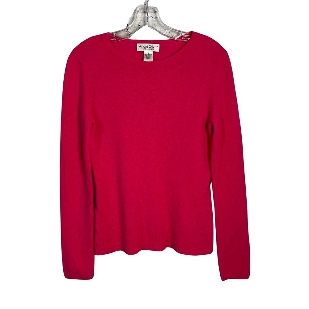 Andre Oliver 100% Cashmere Pink Pullover Crewneck Sweater Size Small